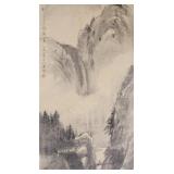 He Qingyuan Chinese Watercolor on Silk Roll