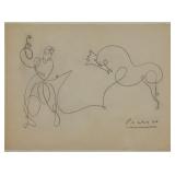 Spanish Cubist Graphite on Paper Signed Picasso