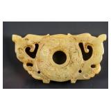 Chinese Yellow Hardstone Carved Dragon Pendant