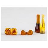 6 Assorted Chinese Amber Cufflink Earring Filters