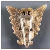 Chinese Brown Jade Carved Butterfly Pendant