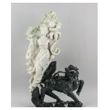 Chinese Green Jade Kirin Delivering Son Statue