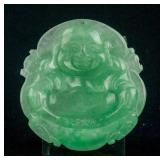 Burma Green Jadeite Carved Happy Buddha Pendant