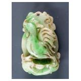 Burma Green Jadeite Carved Rooster Pendant