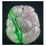 Burma Three Colour Jadeite Carved Pendant