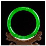 Burma Green Jadeite Carved Bangle