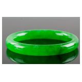 Burma Green Jadeite Carved Bangle