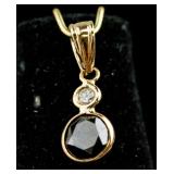 14K Yellow Gold Black Diamond Pendant CRV $1200