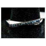 Sterling Silver Blue Diamond Ring RV $300