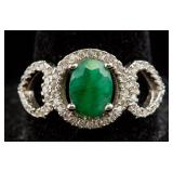 Sterling Silver Emerald  Ring RV$ 250