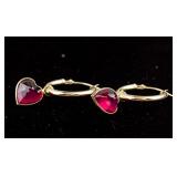 4.9 ct Ruby Yellow Gold Hoop Earrings CRV $1338