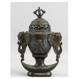 Chinese Bronze Elephant Censer Qianlong Mark