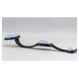 Chinese Wood Agate and Copper Ruyi Scepter