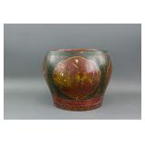 Chinese Wood Lacquer Carved Bucket