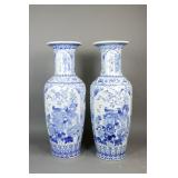Pair of Chinese Large B&W Porcelain Vases