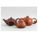 3 Assorted Chinese Zisha Teapots with Marks