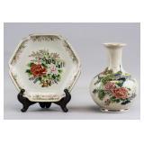 Japanese Porcelain Plate and Vase With Mark