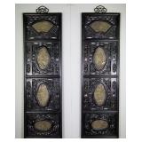 Two Chinese Wood Screen w/ Jade Insets