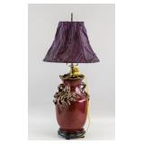 Chinese Red Flambe Porcelain Flower Lamp