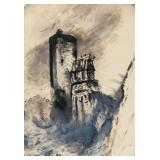 Victor Hugo French Symbolist Mixed Media on Paper