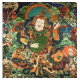 Tibetan Tanka Style of Dhrtarastra Print on Fabric