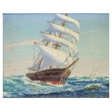 Artist Signed Canadian Oil on Panel Sail Boat