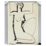 Amedeo Modigliani Italian Cubist Ink on Paper