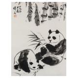 Wu Zuoren 1908-1997 Chinese Ink Panda Paper Roll