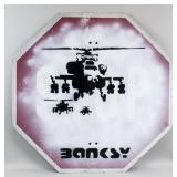 Banksy Spray Painted Metal Stop Sign
