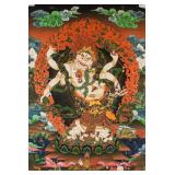 Print Thangka on Canvas White Mahakala