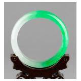 Chinese Green & White Hardstone Carved Bangle