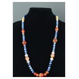 Chinese Mixed Hardstone with Lapis Necklace
