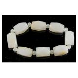 Fine Carved White Jade Bead 8 Pieces Bracelet