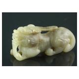 Chinese Hetian Green Jade Chilong w/ Certificate