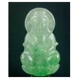 Burma Green Jadeite Carved Guanyin Pendant