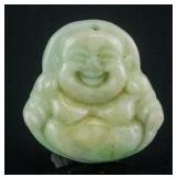 Burma Green Jadeite Carved Happy Buddha Pendant