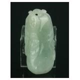 Chinese Fine White Jadeite Carved Pendant w/ Cert