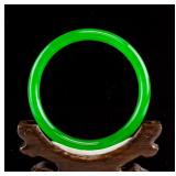 Burma Green Jadeite Carved Bangle