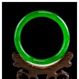 Burma Green Jadeite Carved Bangle