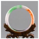 Chinese Tri-tone Jadeite Carved Bangle