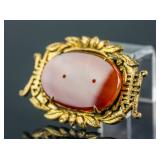 Hong Kong Agate Longevity Brooch