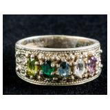 Antique Sterling Silver Gemstone Ring Size 10