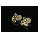 14K Gold Teddy Bear Earrings Retail $200