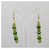 Green Jade Bead Faceted Gemstone Dangle Earrings