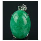 Chinese Green Jade with White Gold Plated Pendant
