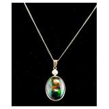 5.5 ct Black Opal and Diamond Necklace CRV $2400