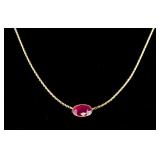 14K Yellow Gold 7ct Ruby Necklace CRV $1200
