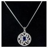 Blue Sapphire and White Topaz 925 Necklace