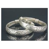 Pair Chinese Silver Bracelet Zuyin Mark