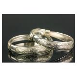 Pair Chinese Silver Bracelets Zu Yin Mark